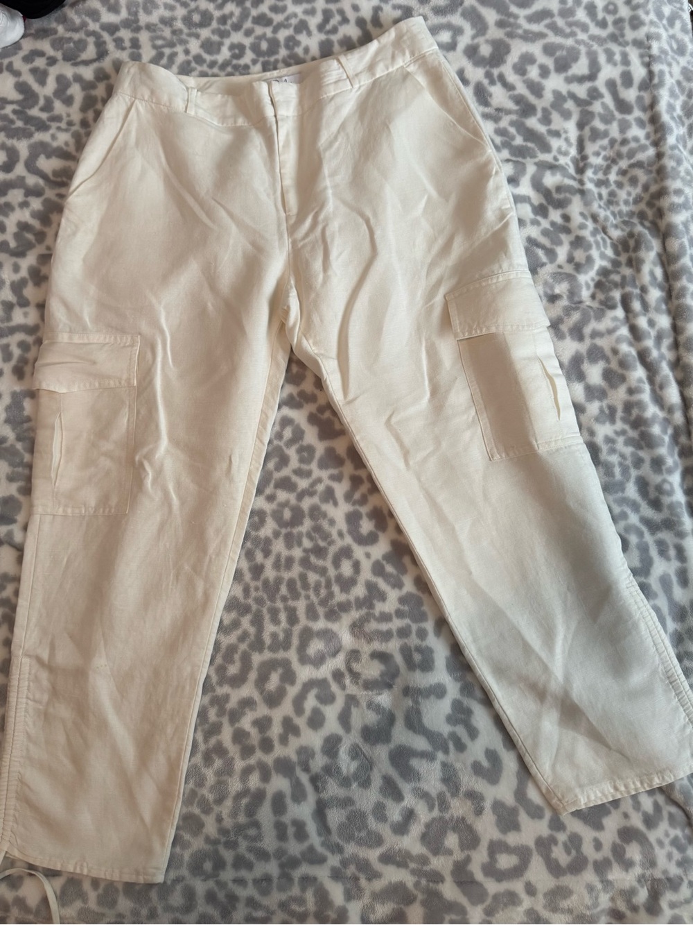 Parker White Linen High Waist Cargo Pants